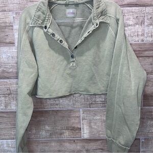 Women's Green Cropped Sweatshirt